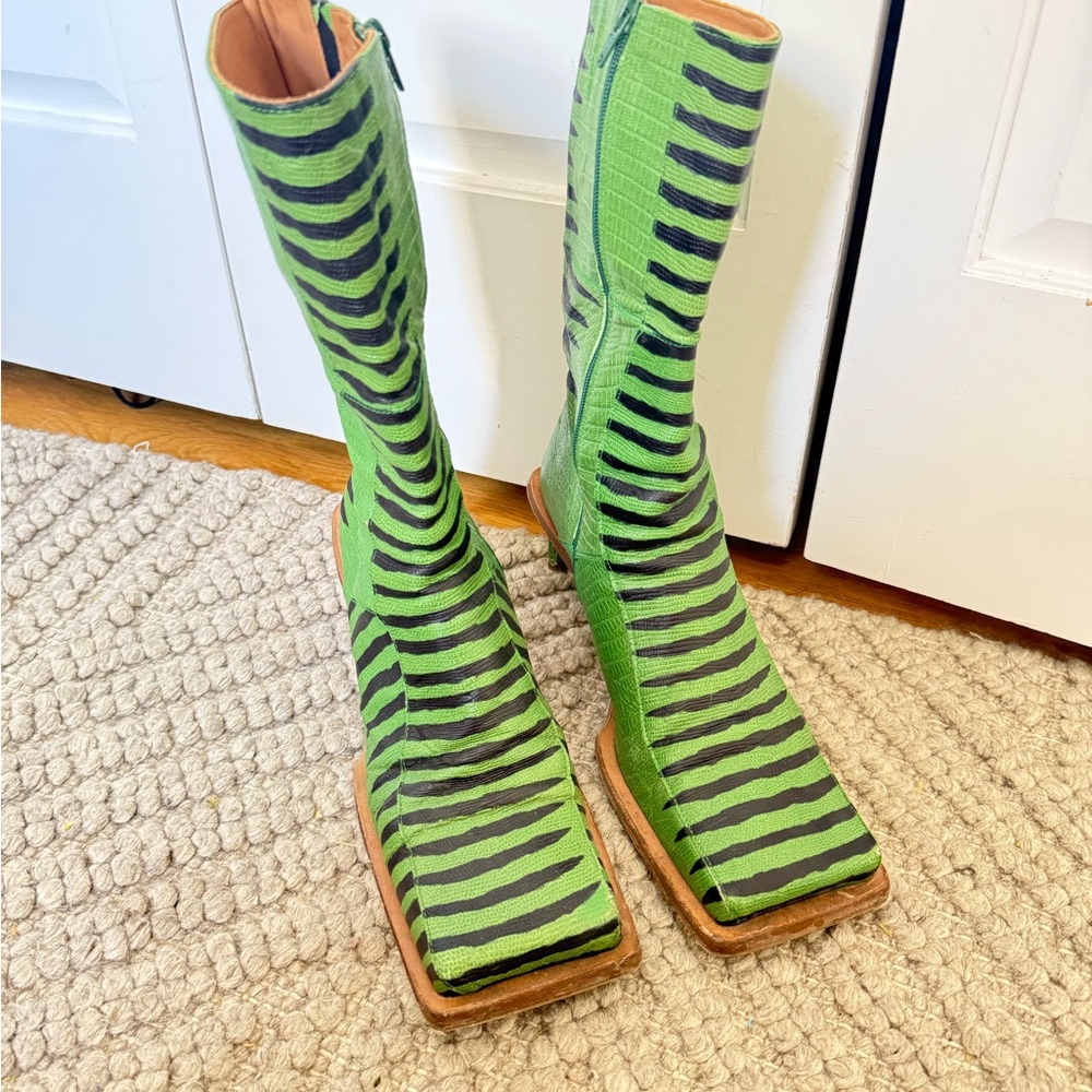 Miista Green and Black Heeled Boots